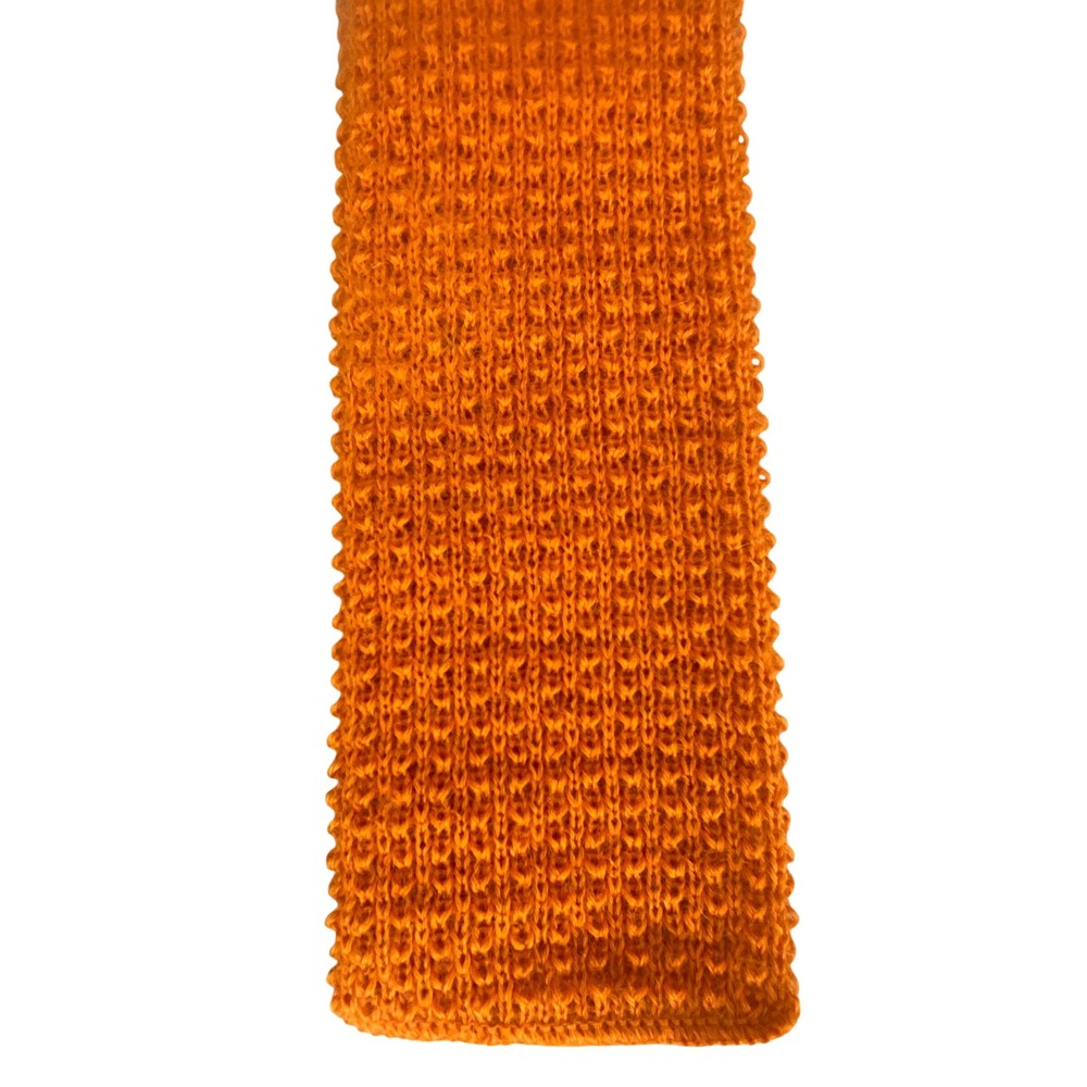 VTG Heathernit by Rooster Mohair Wool Knit Tie Orange Square End Flat Fall 50x3